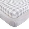 thumbnail image 2 of Touched by Nature Baby Organic Cotton Crib Sheet, Plaid Solid Gray, One Size, 2 of 2
