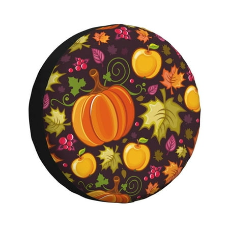 Gaeub Autumn Harvest Pumpkin Joy 14-17in Tire Cover Spare Tire Cover for Camper Caravan Trailer Car Truck SUV Jeep-16 inch