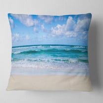 Designart Serene Blue Tropical Beach - Seashore Throw Pillow - 18x18