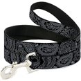 thumbnail image 1 of Buckle-Down 0.5" Narrow "Bandana Skulls Black Silver" Dog Leash, 4', 1 of 1