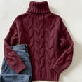 thumbnail image 4 of Fall Sweaters for Women Turtleneck Cable Knit Pullover Tops Fall Winter Soft Cozy High Neck Chunky Cable Knit Jumpers Long Sleeve Clothes, 4 of 5