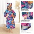 thumbnail image 4 of Dailycode Wearable Blanket Hoodie Oversized Sherpa Flannel Blankets with Pocket for 3-14 Year Old Vibrant Butterflies, 4 of 7