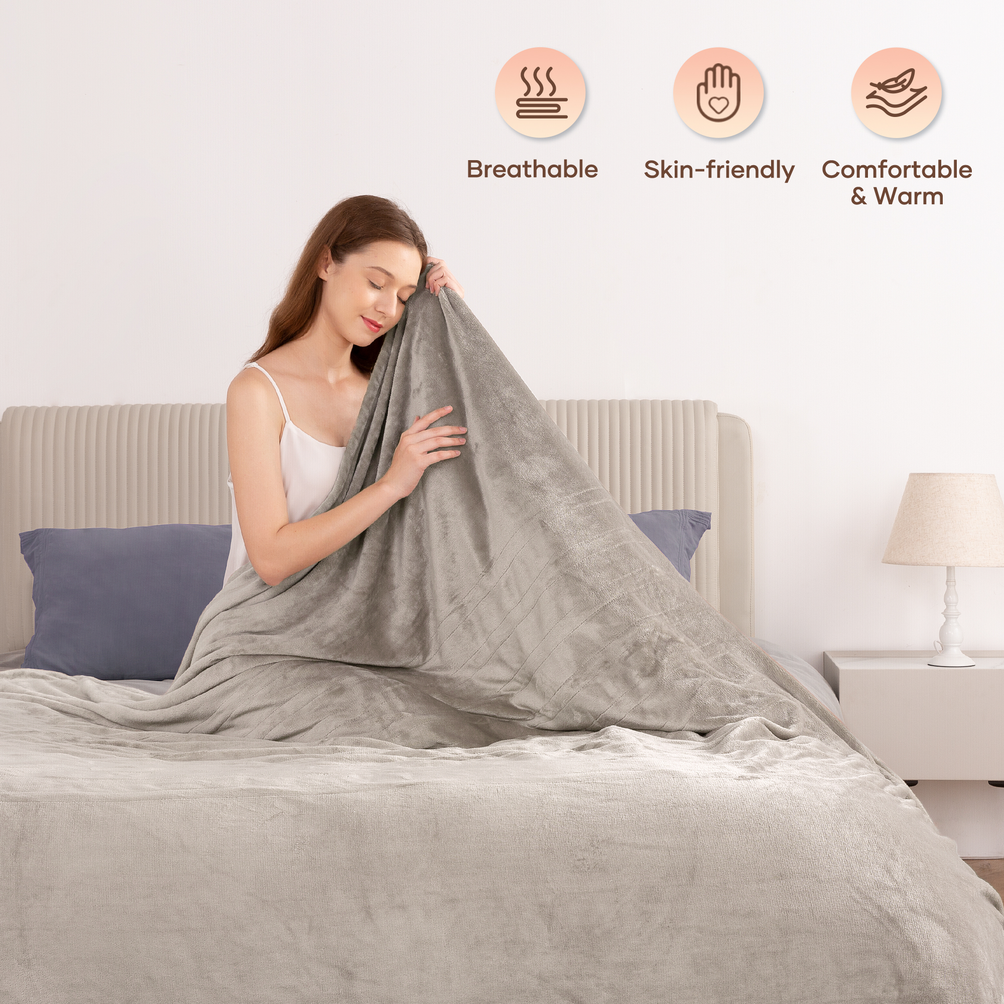 MARNUR Electric Blanket 72" x 84" Full Size Heated Blanket, Fast Heating, 4 Heating Levels, 10H Auto-off, Machine Washable - Linen - image 5 of 13