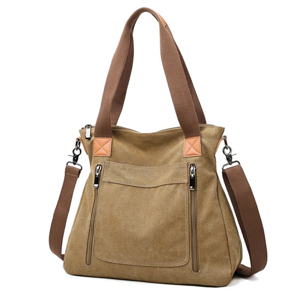 Bolsa Bolsos de lona para mujer de hombro con cremallera informal portátil para viajes (caqui) Tmvgtek Para estrenar