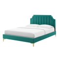 thumbnail image 1 of Platform Bed Frame, Twin Size, Velvet, Teal Blue, Modern Contemporary Urban Design, Bedroom Master Guest Suite, 1 of 10