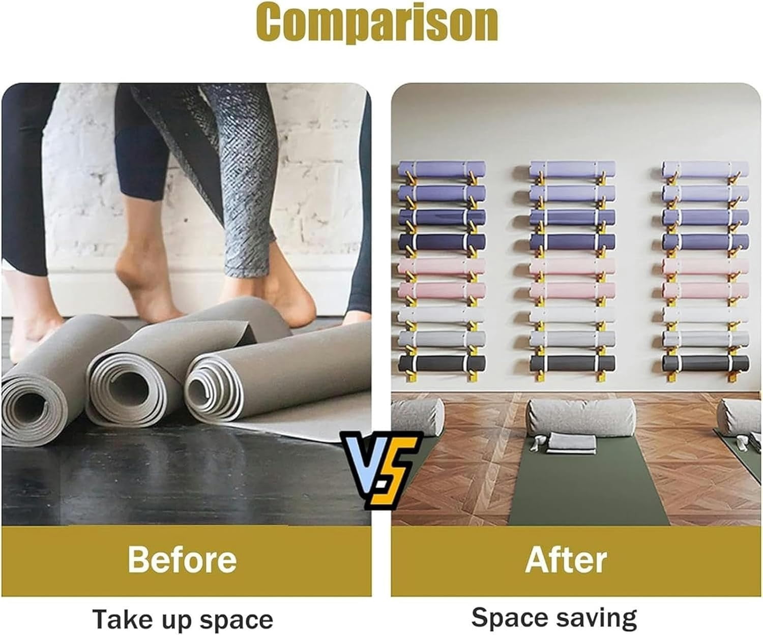 Home Gym Storage Rack - Yoga Mat Storage Rack - Multipurpose Workout Equipment Storage Organizer Holder For Dumbbells, Kettlebells, Roller