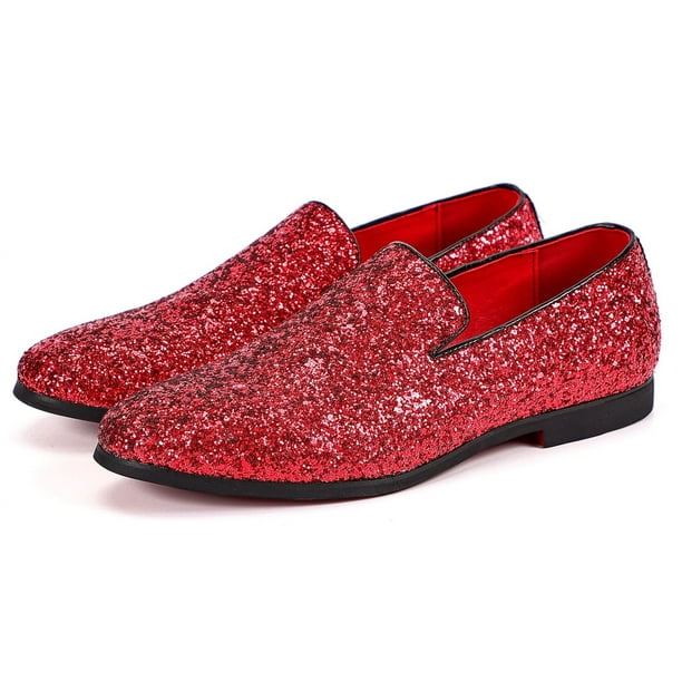 Santimon Men Dress Shoes Glitter Loafers Slip On Casual Wedding