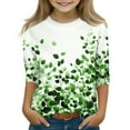 thumbnail image 2 of Drmagiyhm Mint Green 3/4 Sleeve Fall Shirts for Girl Size 10-12 Cute Floral Print Tshirts Casual Fall Winter Crewneck Shirt Kids Tees 12-14 Years, 2 of 3