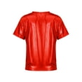 thumbnail image 2 of Kaerm Kids Boys Girls Shiny Metallic Tops T-Shirt Jazz Hip-hop Dance Costumes Glitter Dance Shirt Tees Red 110, 2 of 7