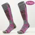 thumbnail image 1 of 2 pares de calcetines de compresión hasta la rodilla, calcetines deportivos térmicos de invierno antideslizantes, cálidos y cómodos, adecuados para esquí, senderismo y snowboard, 1 of 4
