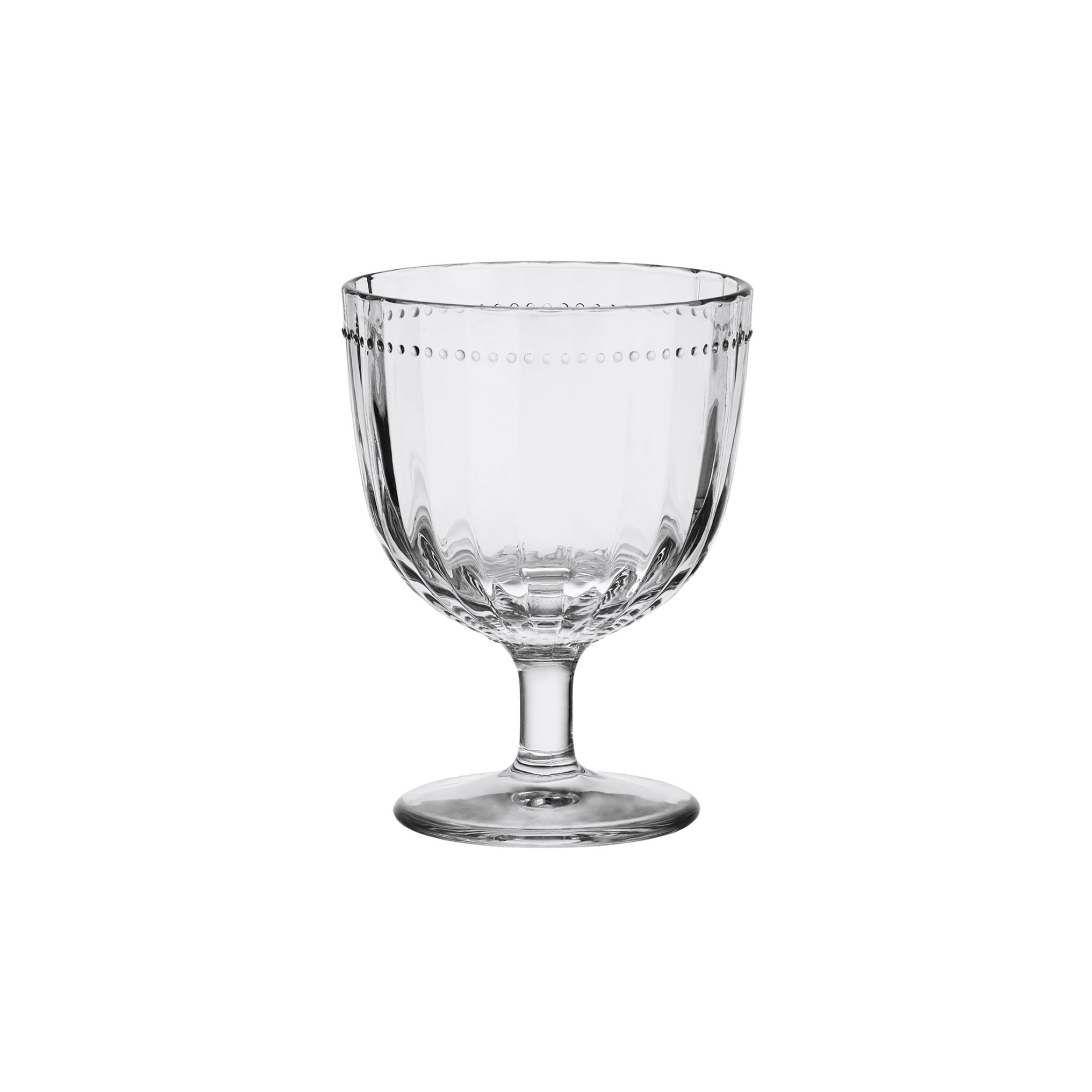 Fitz and Floyd Beaded 14 oz Clear Wine Glass Goblet (Set of 4)
