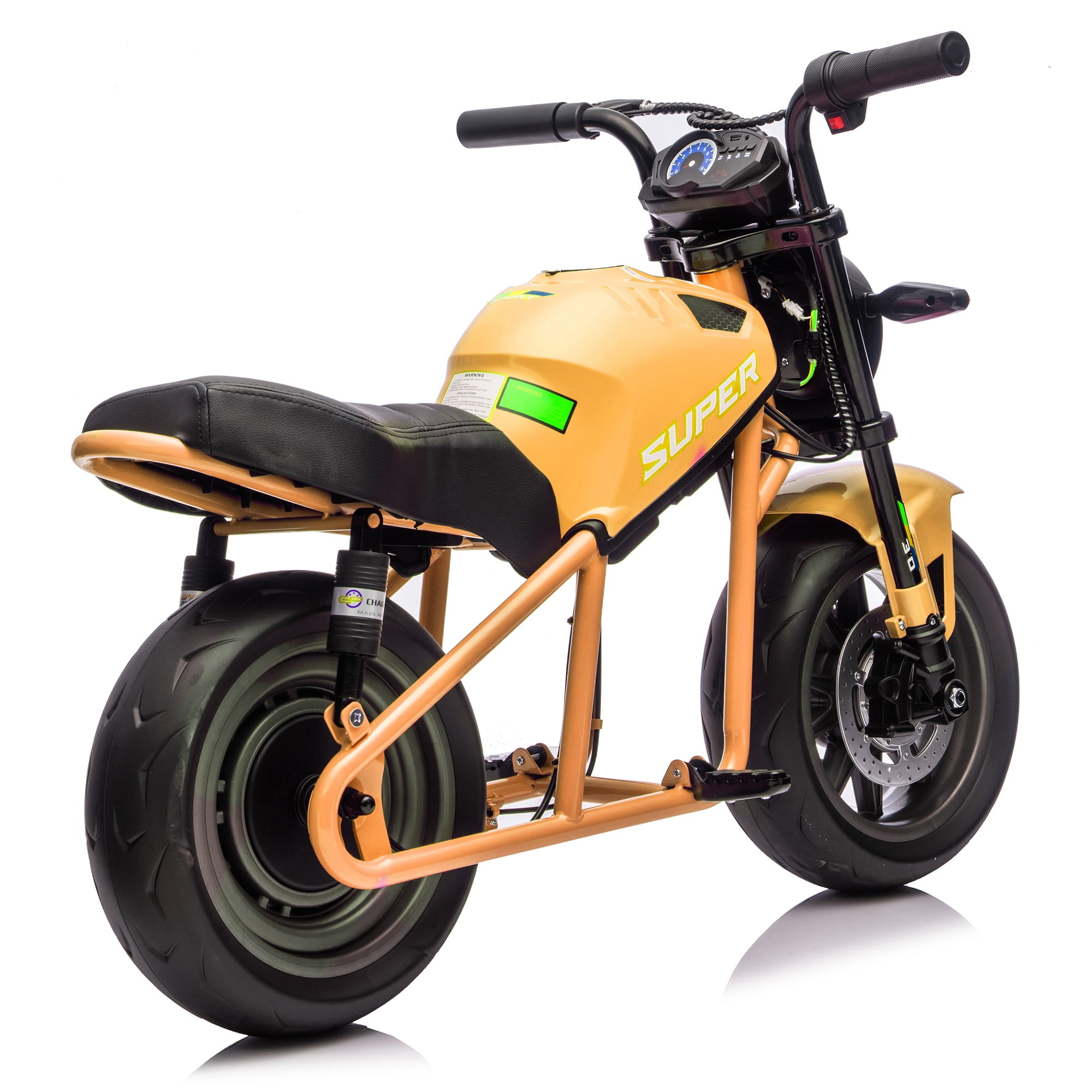 24V 9AH Electric Dirt Bike, 12 MPH & 110lb Max, 350W Ride On Toy for Big Kids w/14in EVA Wheels & Metal Frame, Twist Grip Throttle, Dual Suspension, Music, Light, Kids Motorcycle for Kids 6+, Orange