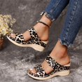 thumbnail image 4 of Zanvin Womens Wedge Sandals Clearance Summer Retro Casual Flowers High-heeled Flat-bottomed Ladies Wedge Slippers, Black, 42, 4 of 7