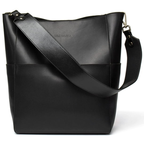 Bolso de mano BOSTANTEN para mujer, de piel, con forma de cubo, color negro