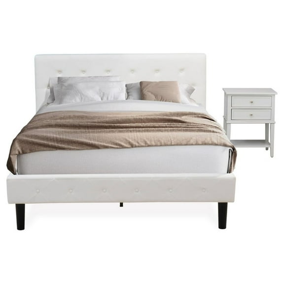 East West Furniture Nolan 2-Piece Wood Queen Bedroom Set in White/Urban Gray