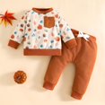 thumbnail image 4 of Ruyang Toddler Halloween Outfit Boy Girl Pumpkin Patch Pocket Crew Neck Sweatshirt Joggers Set Halloween Fall Baby Clothes, 4 of 4