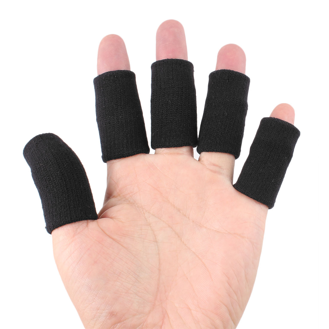 Sports Elastic Fabric Finger Brace Protector Sleeve Guard Support Black