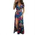 thumbnail image 1 of Nouvelle Robe Classique à Fleurs Style Explosion pour Femmes, Robe Deux Pièces Imprimée Fendue, 1 of 4