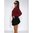 thumbnail image 3 of Women'S Cropped Cardigan Sweaters Long Sleeve Button Down Sweaters Knit Cardigan Cute Y2k Open Front Crop Top Wine Red L, 3 of 6