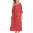 thumbnail image 2 of HLSOHJP Women's Soft House Dress Zip Up Robes House Coat Cotton Pajamas Lightweight Zipper Nightgown, 2 of 4