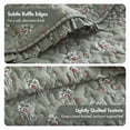 thumbnail image 3 of Farmhouse Bedding Sets Sage Green Queen Quilt Set with Ruffle Trim Lightweight Cozy Microfiber, 3 of 11