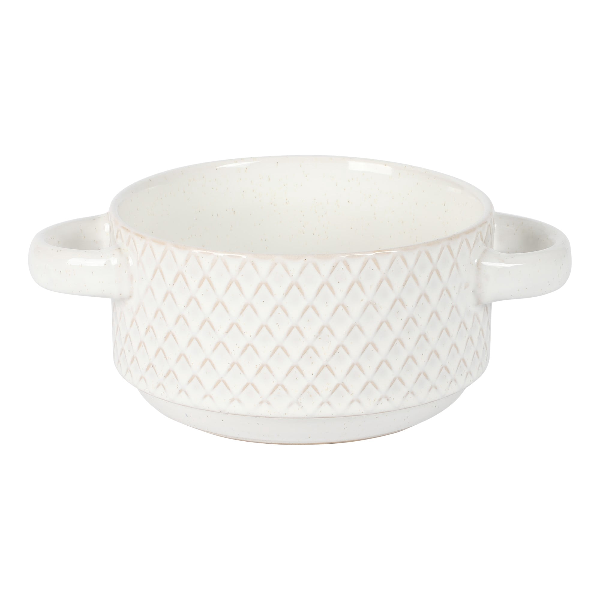 Gibson Elite Reactive Stoneware Soup Bowls with Handles, 6 Inch, Set of 4, White