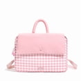 thumbnail image 2 of Women Canvas Checkered Students Bookbags Large Capacity Bookpack Wear-Resistant Travel Daypack Bag for Commute (Pink), 2 of 11