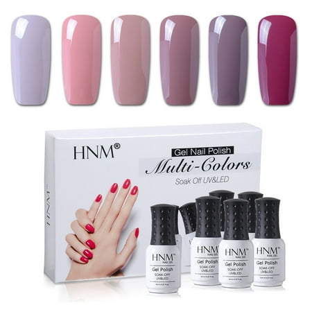 HNM Nail Gel Polish 6 Colors Set Soak Off UV LED Nail Art Gift Box Starter Kit Nude Color