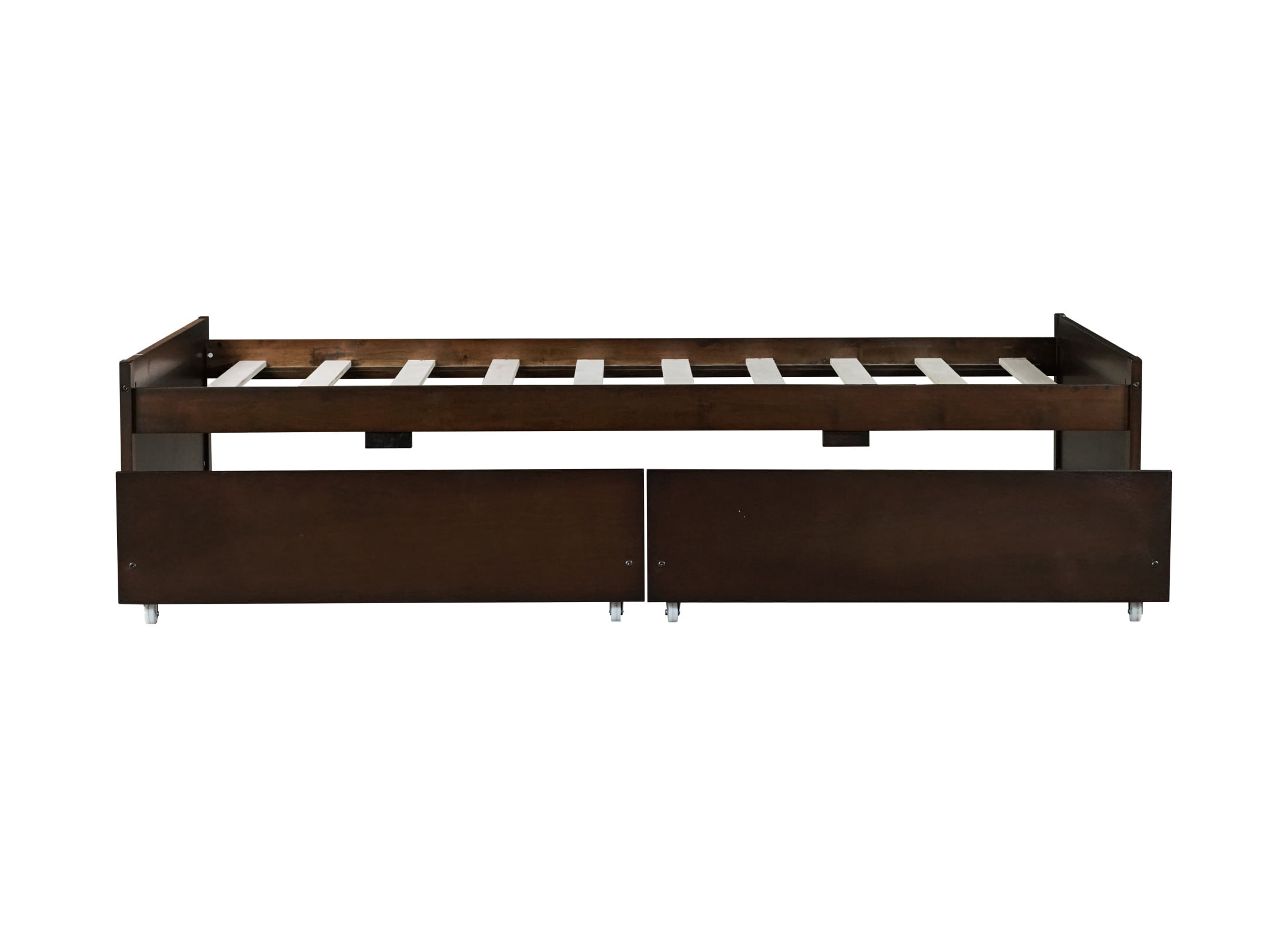 Noble House Opal Twin Bed with Integrated Storage Drawers, Solid Rubber Wood Platform Bed Frame, Espresso