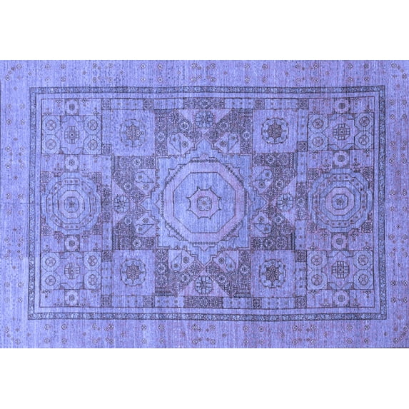 Ahgly Company Machine Washable Indoor Rectangle Abstract Blue Modern Area Rugs, 2' x 4'