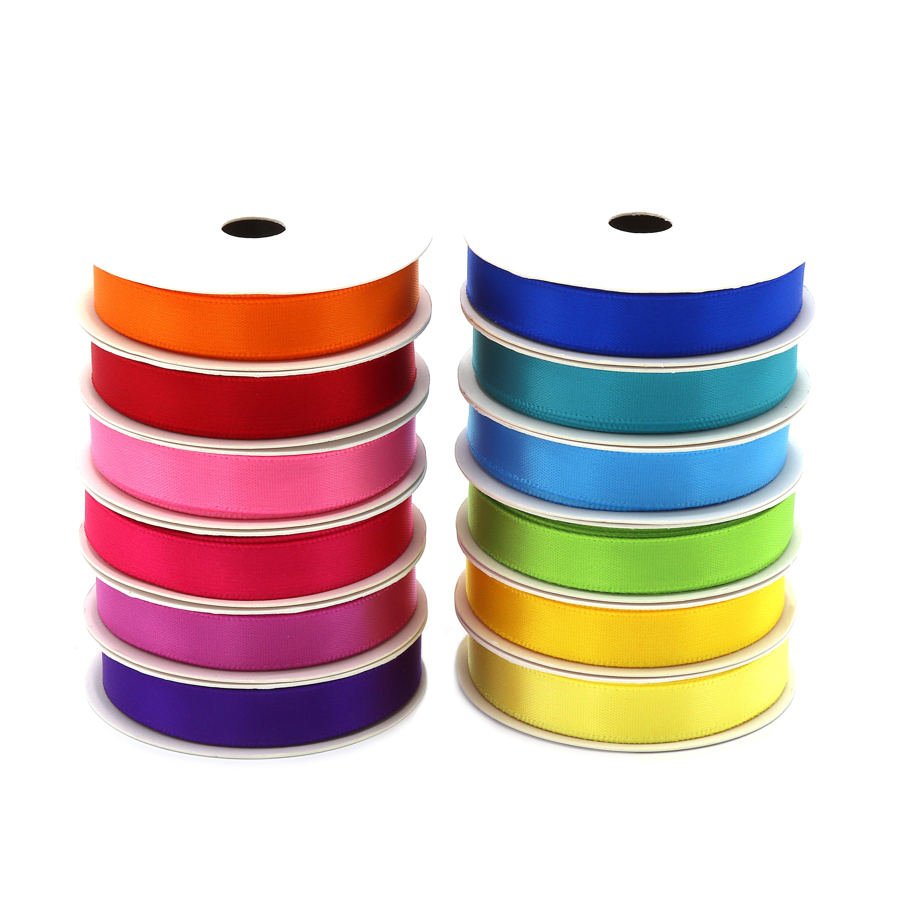 Solid Satin Ribbon Pack, 12 Bright Colors, 3/8" x 36 Yards by Gwen Studios