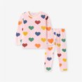thumbnail image 4 of CUZIBR Baby Boys Girls Pajamas Long Sleeve Crew Neck Tops And Pants 2 PC Sleepwear Love Heart Graphic Soft Fall Loungewear Funny Casual Daily Homewear,Pink,12-24 Months, 4 of 6