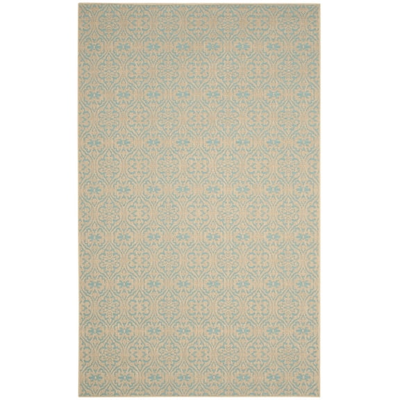 SAFAVIEH Palm Beach Kostadin Floral Area Rug, Natural/Turquoise, 5' x 8'