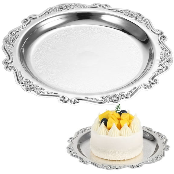 STOBOK Cute Serving Tray Silver Iron Jewelry Display Elegant Party Table 1Set