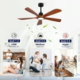 thumbnail image 4 of Eowynic 52" Farmhouse Ceiling Fan with Dimmable LED Light and Remote Control, 5 Solid Wood Blades, Revwesible DC Motor, 4 of 13