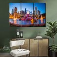 thumbnail image 3 of TISHIRON 3PCS Framed Canvas Wall Art Set,60"x40" Chicago Buckingham Fountain Canvas Art Decor, 3 of 7