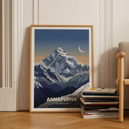 Annapurna Mountain Travel Poster, Himalayan Landscape Art, Trekking & Climbing Wall Decor, Adventure Home Decor Wall Art, Modern Wall Decor, 8x12 UNFRAMED