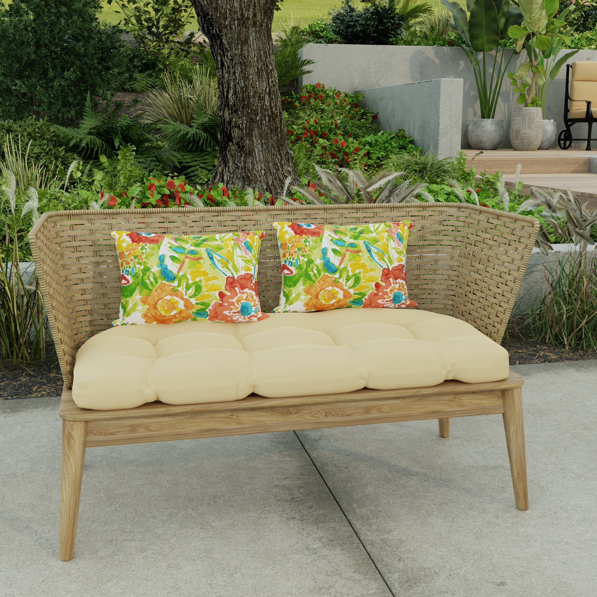 Jordan Manufacturing 12" x 18" Sun River Garden Multicolor Floral Rectangular Outdoor Lumbar Throw Pillow (2 Pack)