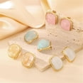 thumbnail image 4 of Zhuge Stainless Steel Square Resin Stud Earrings, Women's Bohemian Summer Multi-Color Statement Earrings,Green, 4 of 5