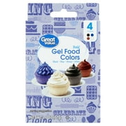 Great Value Bold Gel Food Colors, 2.7 oz, 4 Count