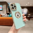 thumbnail image 2 of Designed for iPhone 13 Pro Max Case with Logo View, Plating Lens Camera Protector Trendy Shockproof Protective Soft Silicone Cover Case Compatible for iPhone 13 Pro Max 5G 6.7-inch (Green), 2 of 11