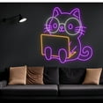 thumbnail image 2 of Handmadetneonsign Cute Cat & Laptop Neon Sign, Cat with Glasses LED Sign, Lovely Animal Neon Light, 2 of 5
