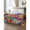 thumbnail image 2 of Twin Flat Sheet 66"x96", Boho Flowers Soft Lightweight Bedding Flat Sheets Only, Bohemia Ethnic Floral Colorful Floral Brushed Microfiber Top Bed Sheet, Breathable StainResistant Bedsheets, 2 of 9