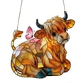 thumbnail image 2 of Cow Butterfly Stained Acrylic Style Window Hanging Farm Ornament For Home Window Garden Farm Decor Gift For Cow Lovers, 2 of 6