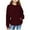 Wine, variant on Girls' Checked Silk Hooded Top Coat, Solid Color Long Sleeve Jacket with Pockets, Casual Wear Outerwear Below Length