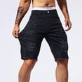thumbnail image 6 of ZVNAΖH Mens Above The Knee Ripped Stretch Denim Shorts Slim Fit Straight Leg Jean Shorts Comfort Flex Waist Washed Jean Shorts, 6 of 7