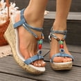 thumbnail image 3 of Dakaela Women Espadrille Wedge Sandals Fashion Casual Open Toe Platform Sandal Ankle Strap Bohemian Summer Dressy Walking Shoes Size 6-10, 3 of 9