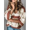 thumbnail image 3 of Sidefeel Women Plus Size Chunky Knitted Pullover Sweaters Loose Casual Winter Slouchy Striped Jumper Tops 2XL 18-20, 3 of 7