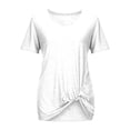 thumbnail image 5 of Womens T Shirts Summer Tops 2025 Solid Color Short Sleeve Crewneck Twist Knot Hem Casual Tees Tshirts Shirts for Women, 5 of 6