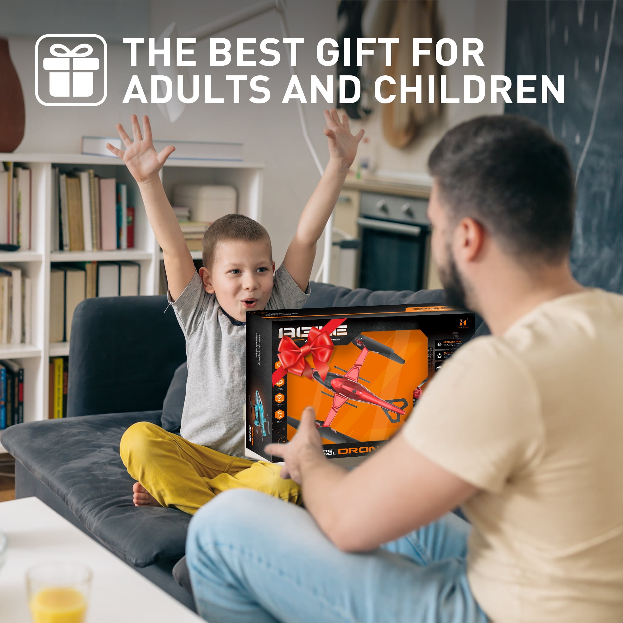 Helicopter Drone for Kids Adults, Wefone Toys with 3D Stunt Flips, Headless Mode, 3 Batteries, Red